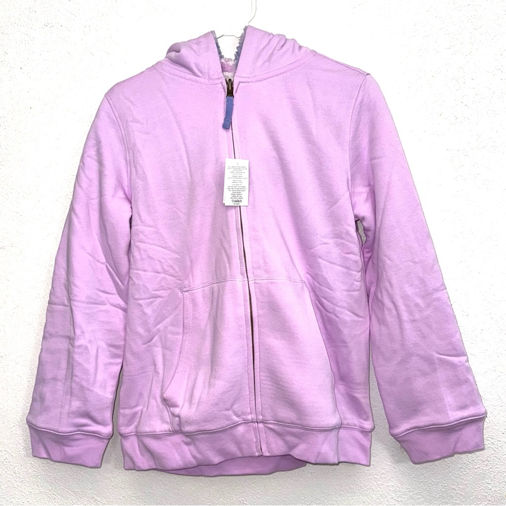 Lands' End Pattern Sherpa Lined Hoodie Lilac Thistle Galaxy Tie Dye Kids Husky - Picture 3 of 11